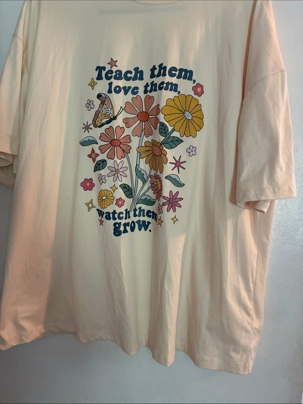 Men’s Peach Graphic Tee - Teach Them, Love Them Size M Wonen’s L or XL